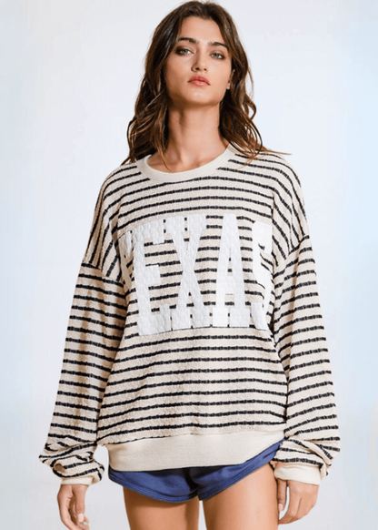 Graphic "TEXAS" Oversized Sweatshirt - Black