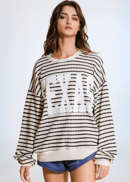 Graphic "TEXAS" Oversized Sweatshirt - Black