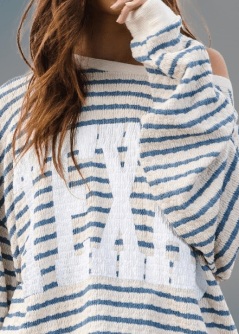 Graphic "TEXAS" Oversized Sweatshirt - Blue
