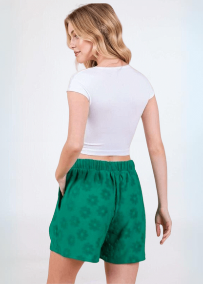 Daisy Embossed Textured Shorts CLEARANCE FINAL SALE