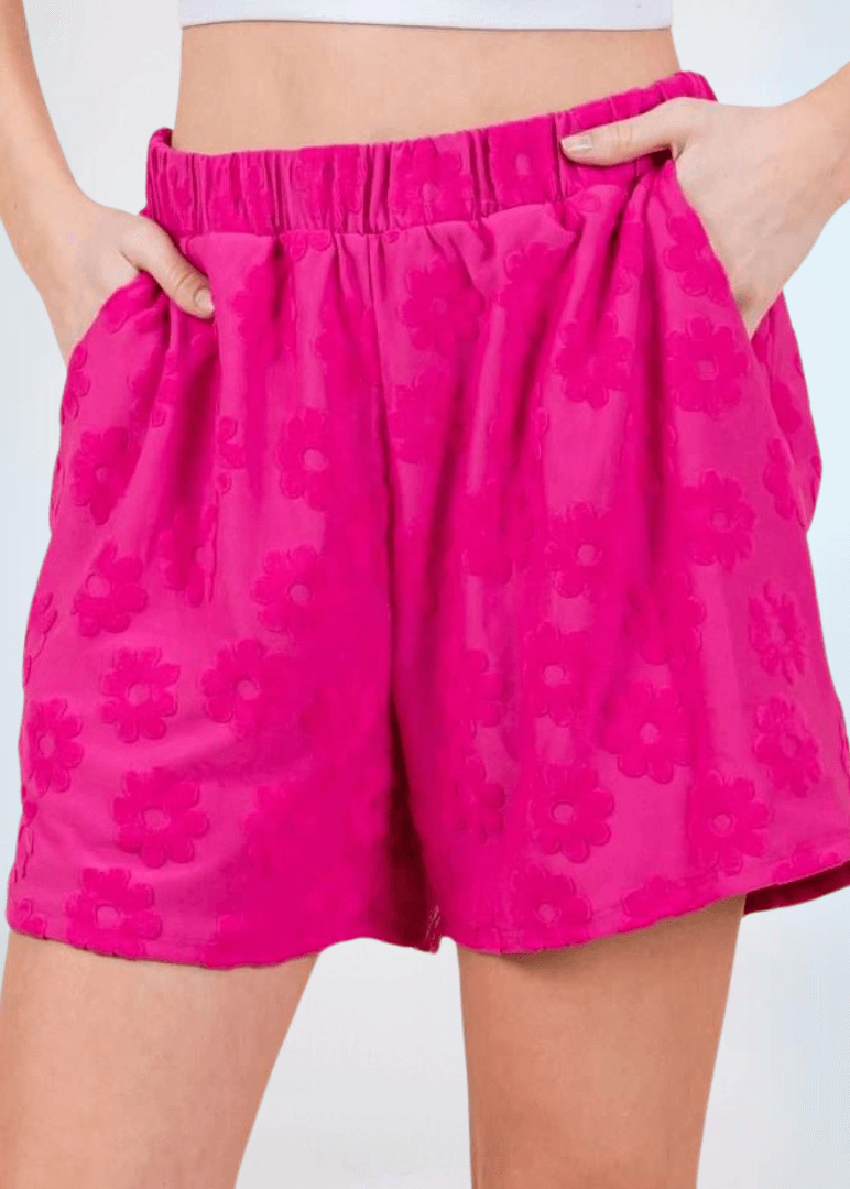 Daisy Embossed Textured Shorts CLEARANCE FINAL SALE
