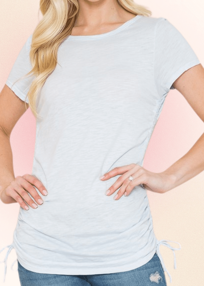 Cotton Blend Side Tie Tee CLEARANCE FINAL SALE