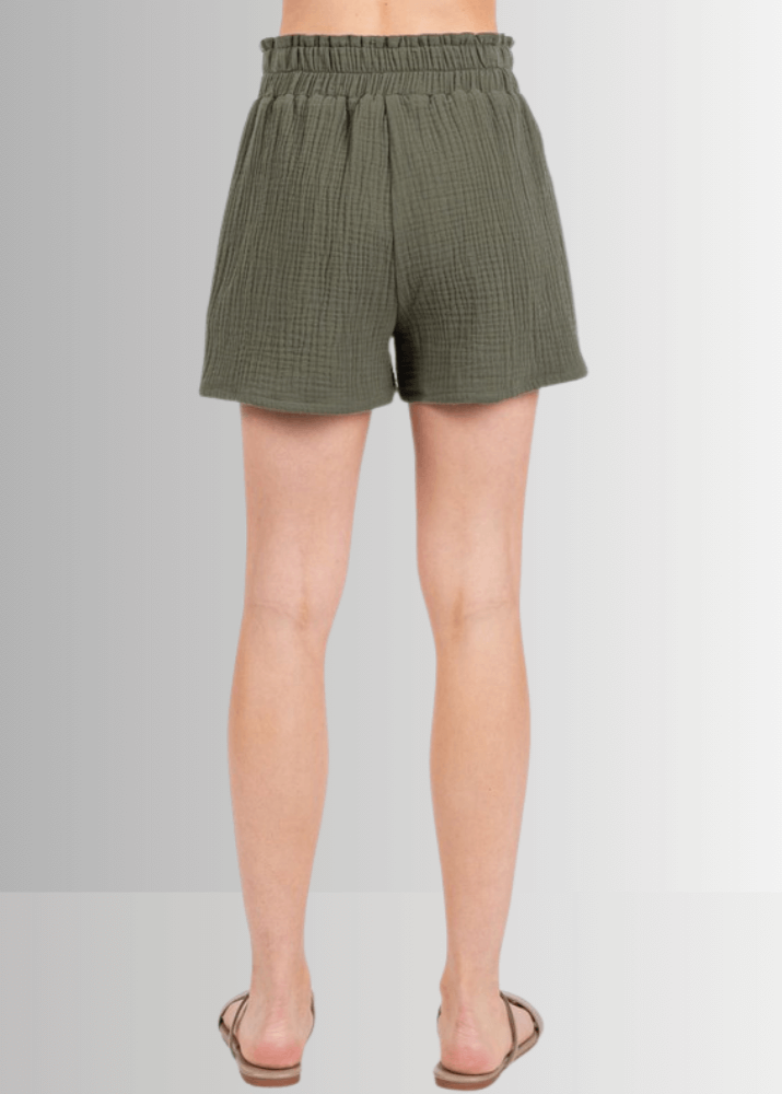 Triple Cotton Gauze Shorts - Olive