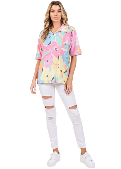 Airy Tropical Print Polo CLEARANCE FINAL SALE