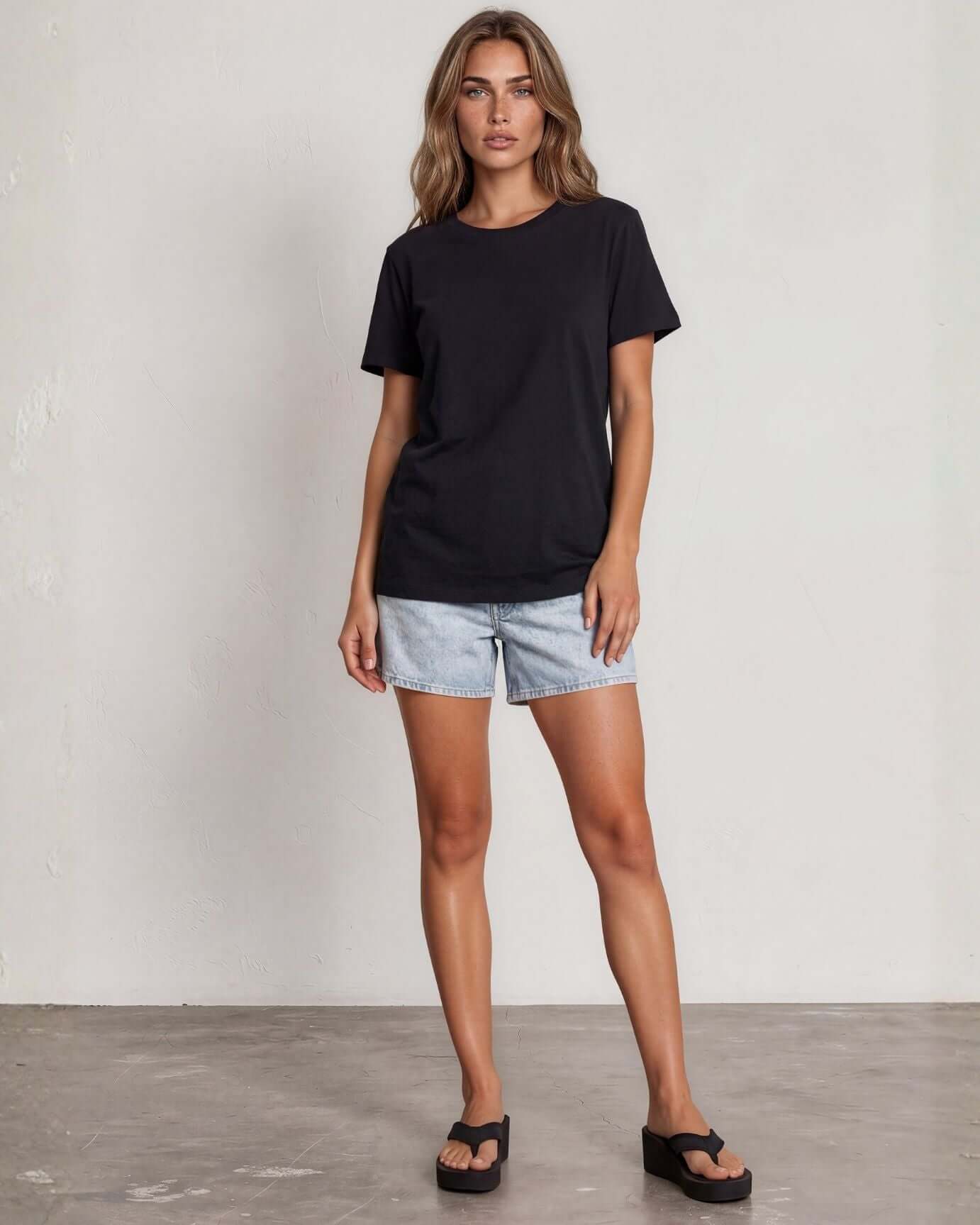 True American Cotton Crew Neck Tee - Black