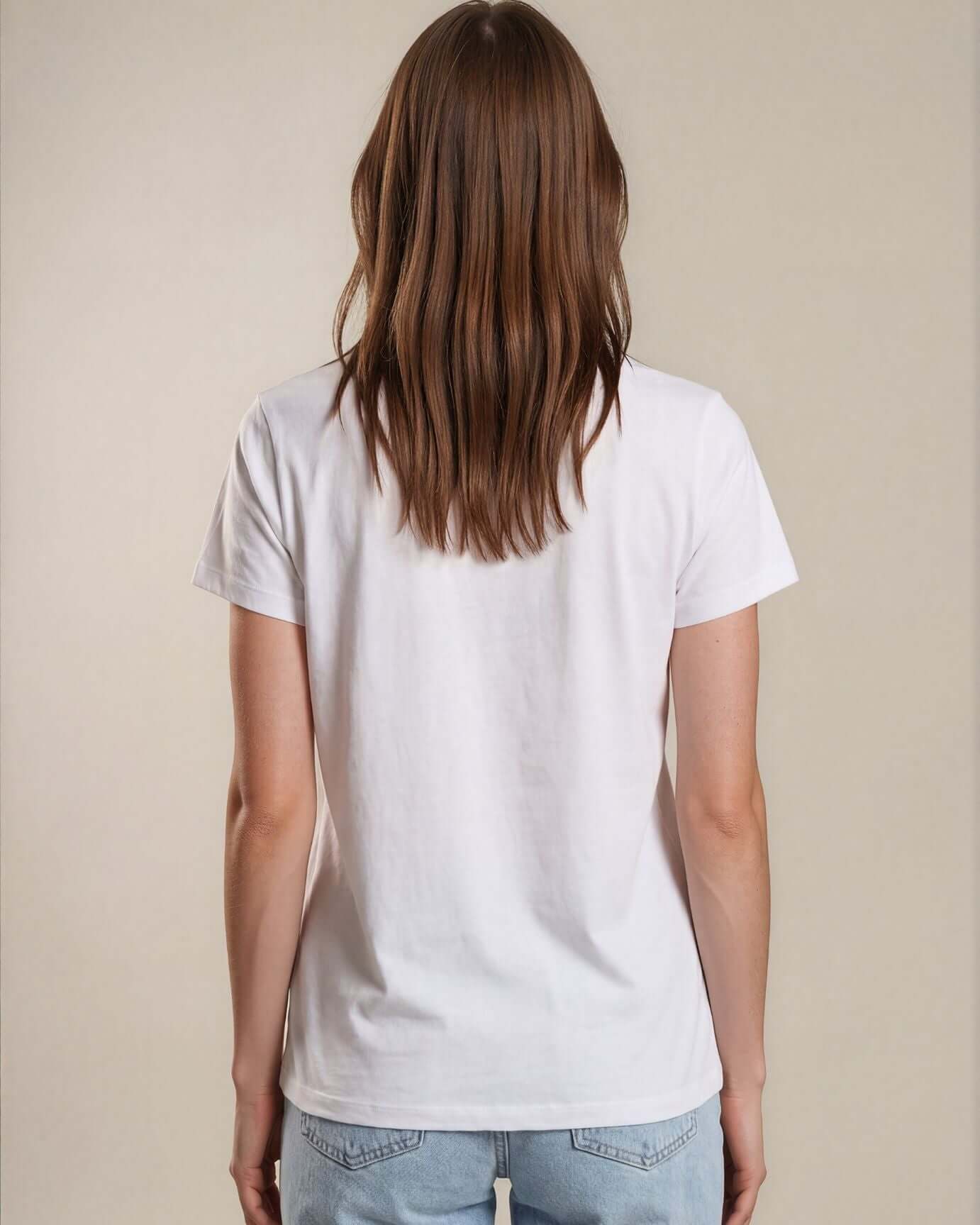 America Patriotic Floral Bouquet on White Cotton V-Neck Tee