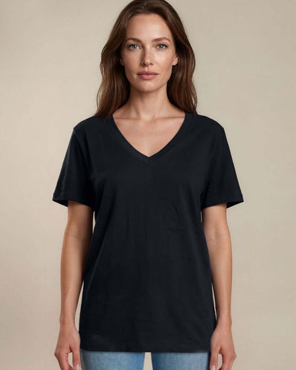 True American Cotton V-Neck Tee - Black