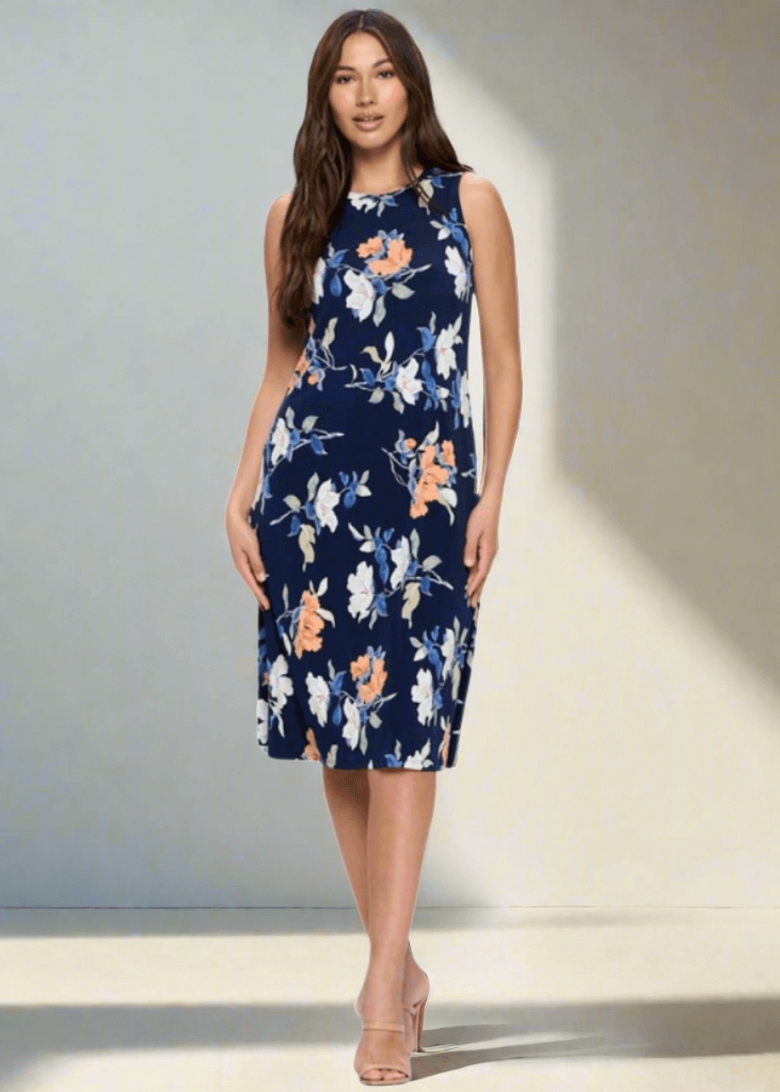 Navy Floral Sleeveless Jersey Dress CLEARANCE FINAL SALE