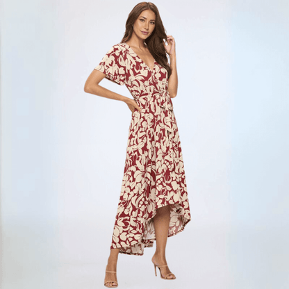Beautiful Floral High Low Maxi Dress Made in USA