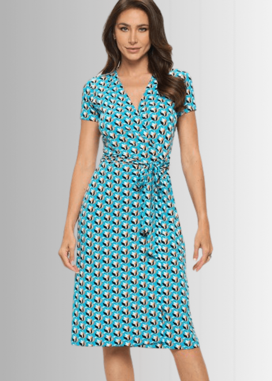 A Feminine Touch Tulip Print Wrap Dress Made in USA