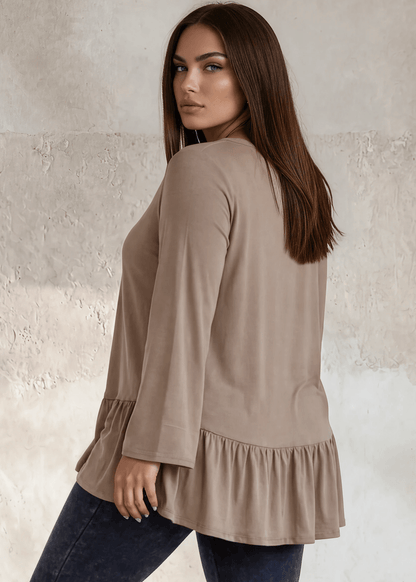 Ally Grab and Go Tunic in Plus Size (Taupe) Made in USA