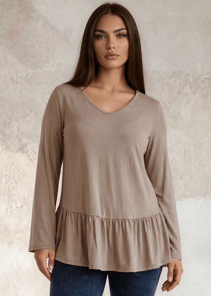 Ally Grab and Go Tunic in Plus Size (Taupe) Made in USA
