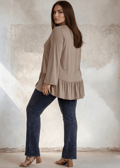 Ally Grab and Go Tunic in Plus Size (Taupe) Made in USA