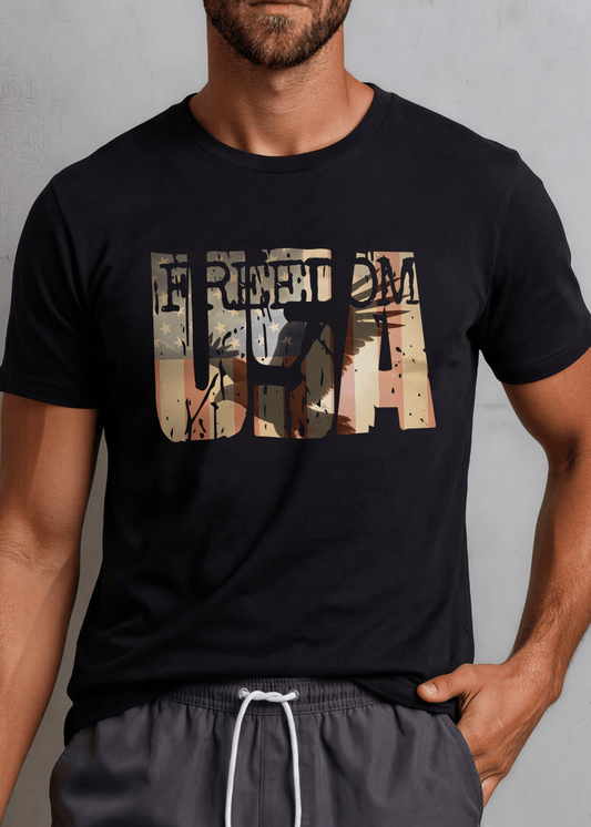 Men's FREEDOM USA Patriotic Silhouette Graphic Tee Made in USA