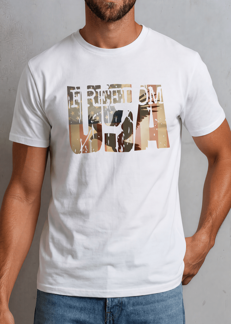 Men's FREEDOM USA Patriotic Silhouette Graphic Tee Made in USA
