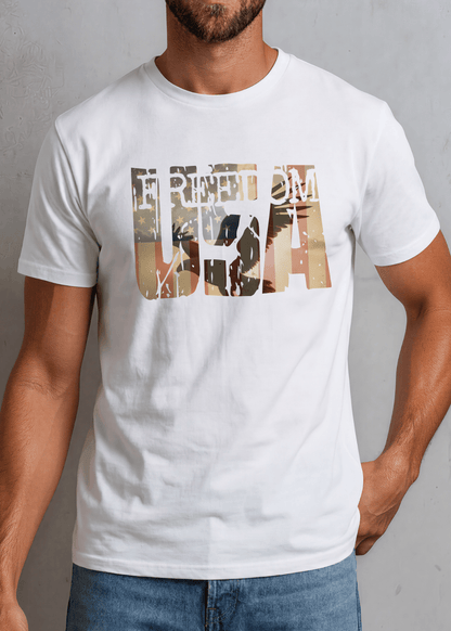 Men's FREEDOM USA Patriotic Silhouette Graphic Tee Made in USA