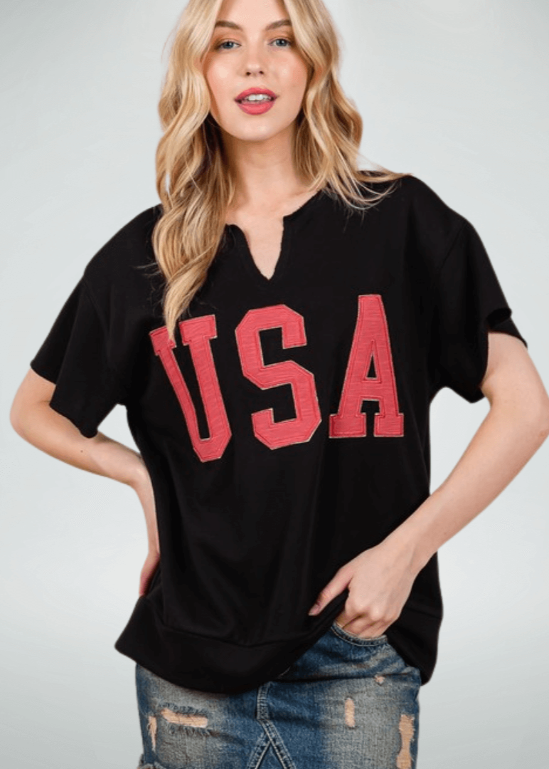 USA Patch Letter Top Black CLEARANCE FINAL SALE