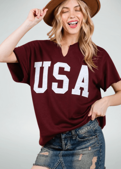 USA Patch Letter Top Pink CLEARANCE FINAL SALE