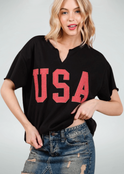 USA Patch Letter Top Pink CLEARANCE FINAL SALE