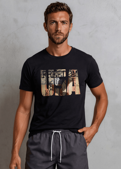 Men's FREEDOM USA Patriotic Silhouette Graphic Tee Made in USA