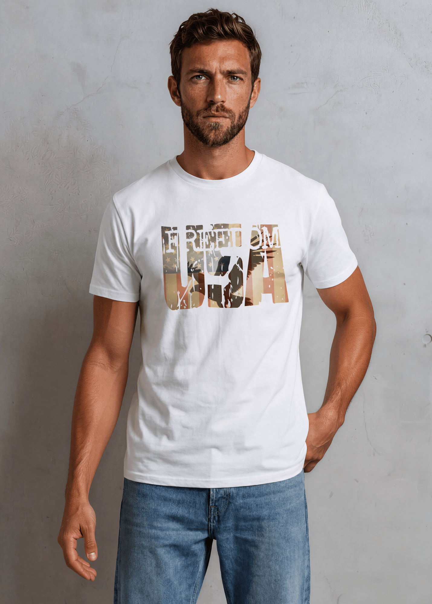 Men's FREEDOM USA Patriotic Silhouette Graphic Tee Made in USA
