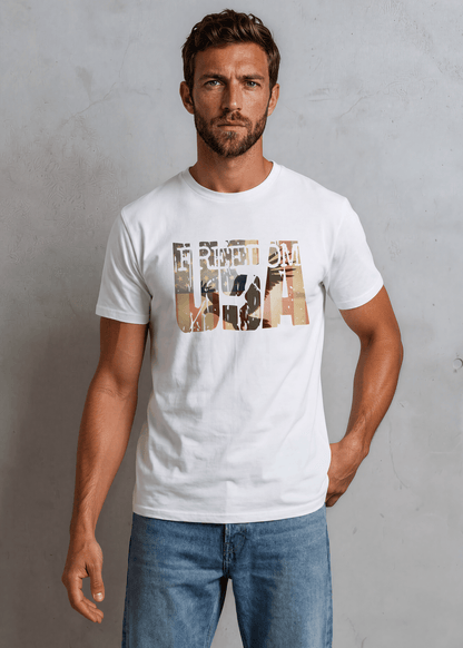 Men's FREEDOM USA Patriotic Silhouette Graphic Tee Made in USA