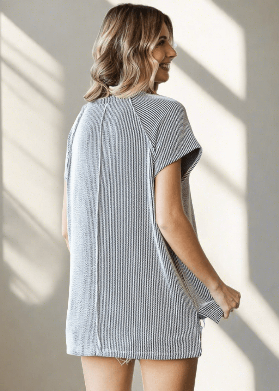 Cute V-Neck Ribbed Top CLEARANCE FINAL SALE