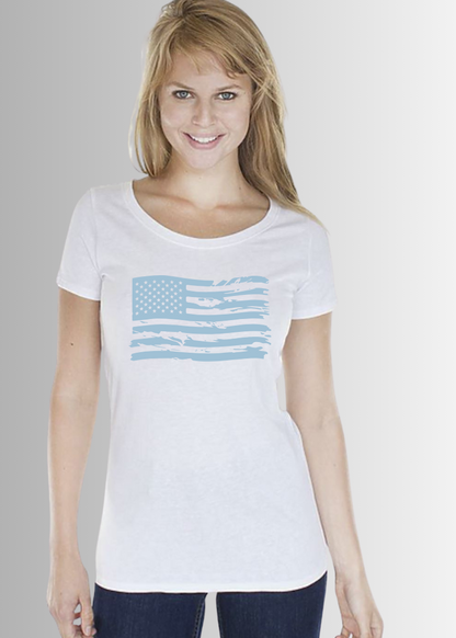 Distressed Flag White Basic Tee