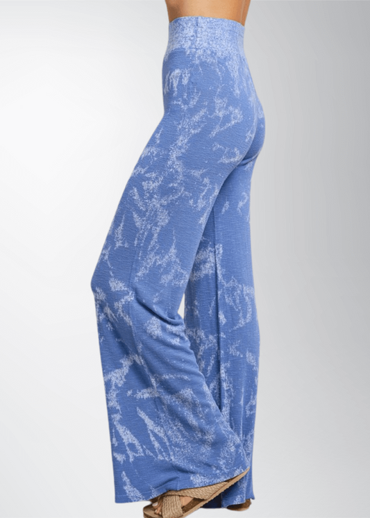 Shades of Blue Tie Dye Wide Leg  Pants Made in USA