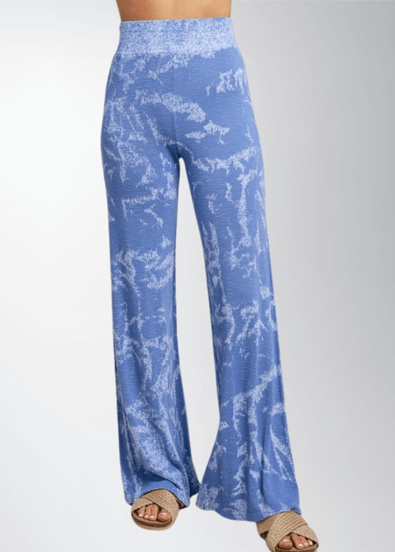 Shades of Blue Tie Dye Wide Leg  Pants Made in USA