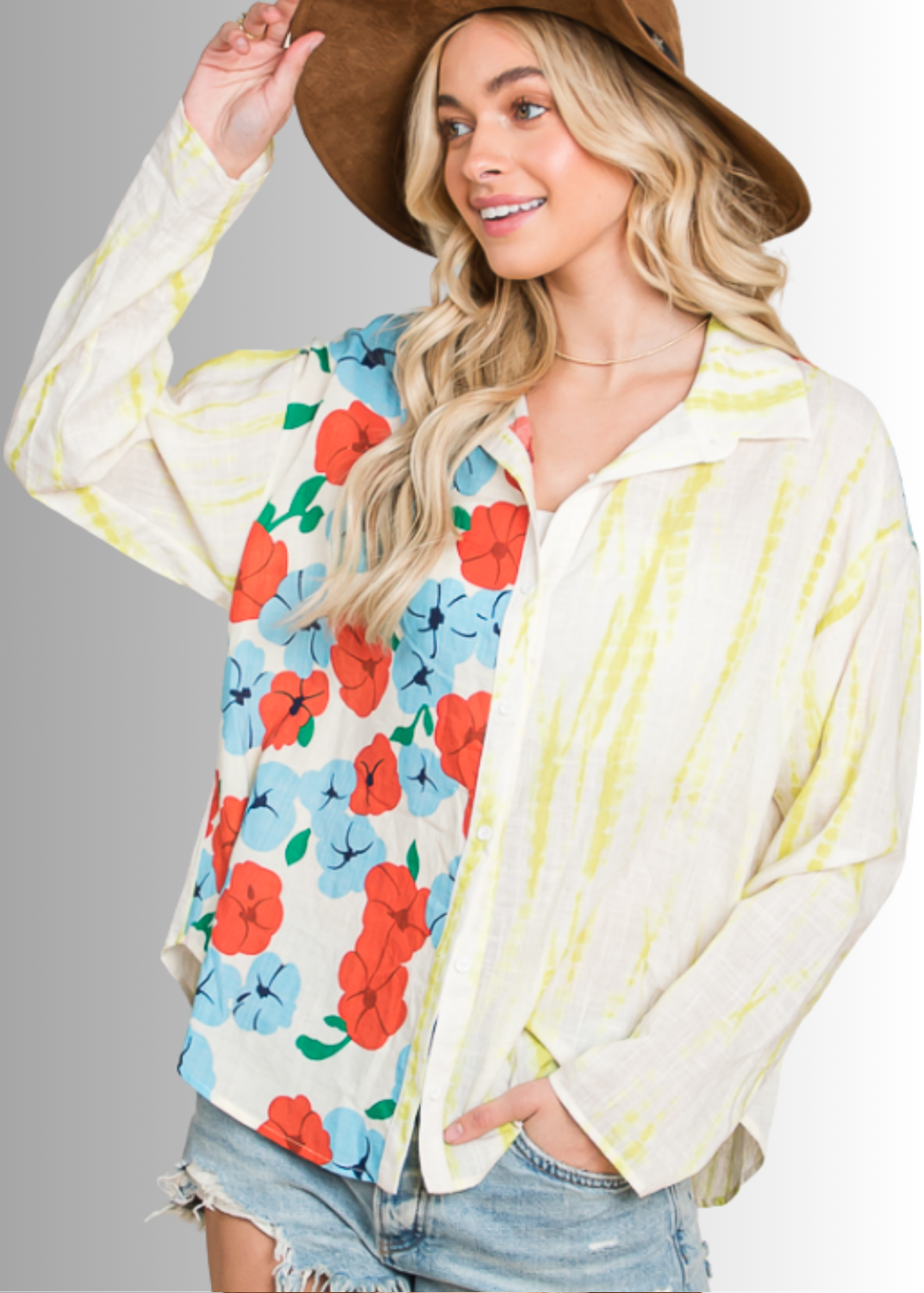 Tropical Twist Cotton Button Down Top CLEARANCE FINAL SALE