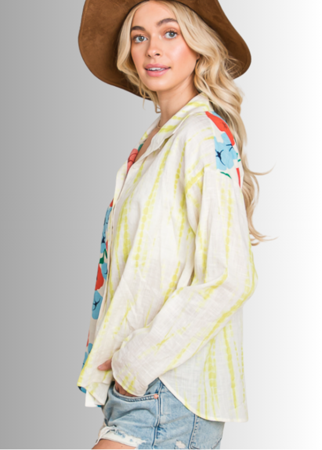 Tropical Twist Cotton Button Down Top CLEARANCE FINAL SALE