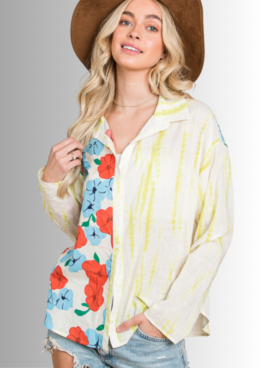 Tropical Twist Cotton Button Down Top CLEARANCE FINAL SALE