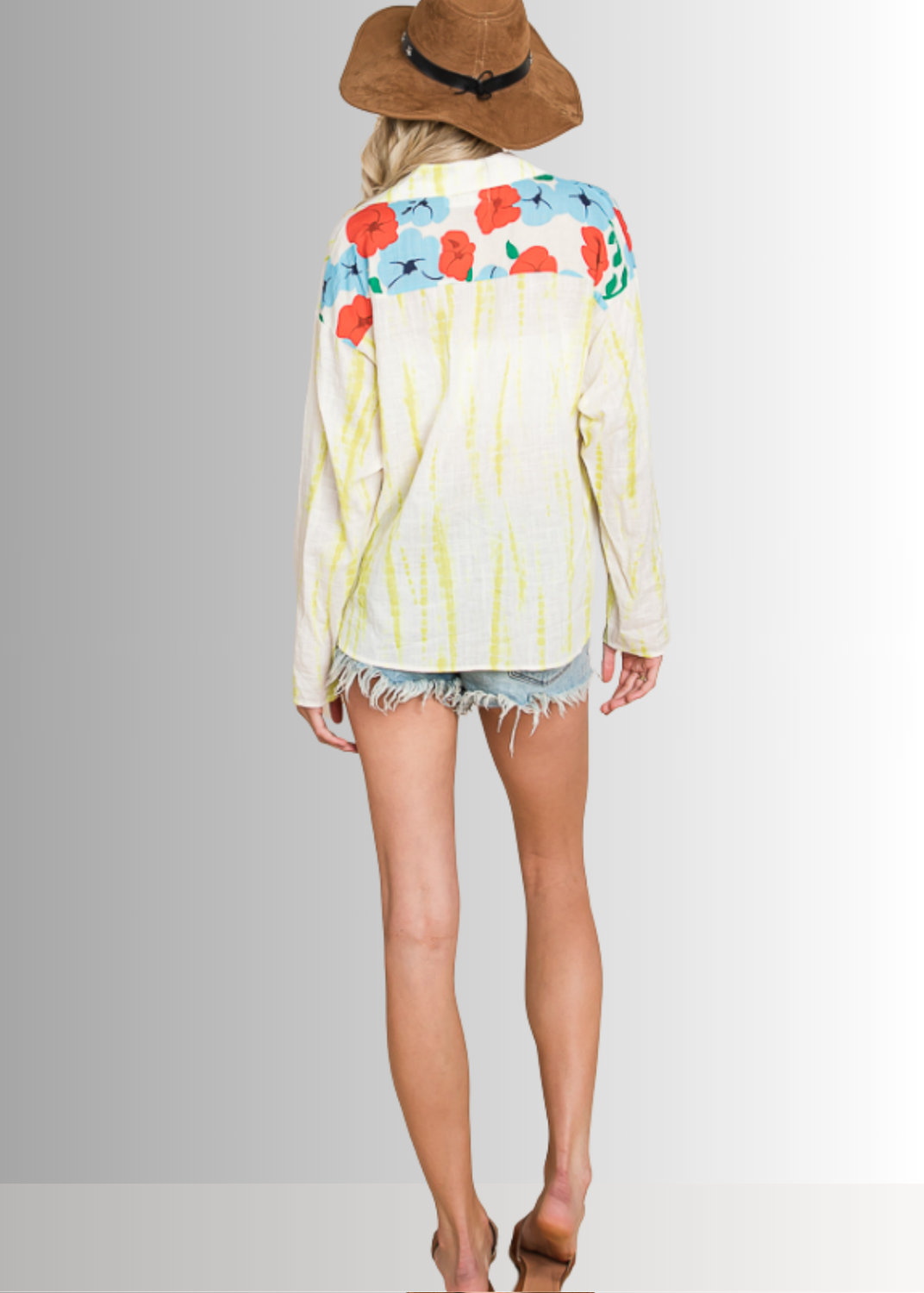 Tropical Twist Cotton Button Down Top CLEARANCE FINAL SALE