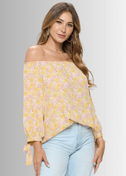 Spring is in the Air Yellow Floral Top CLEARANCE FINAL SALE