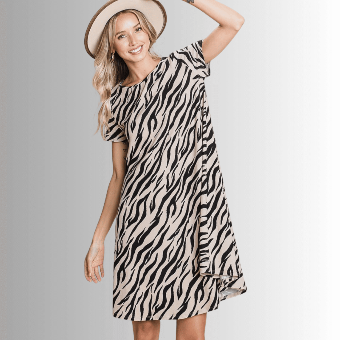 Selena Animal Print Knee Length Dress- CLEARANCE FINAL SALE