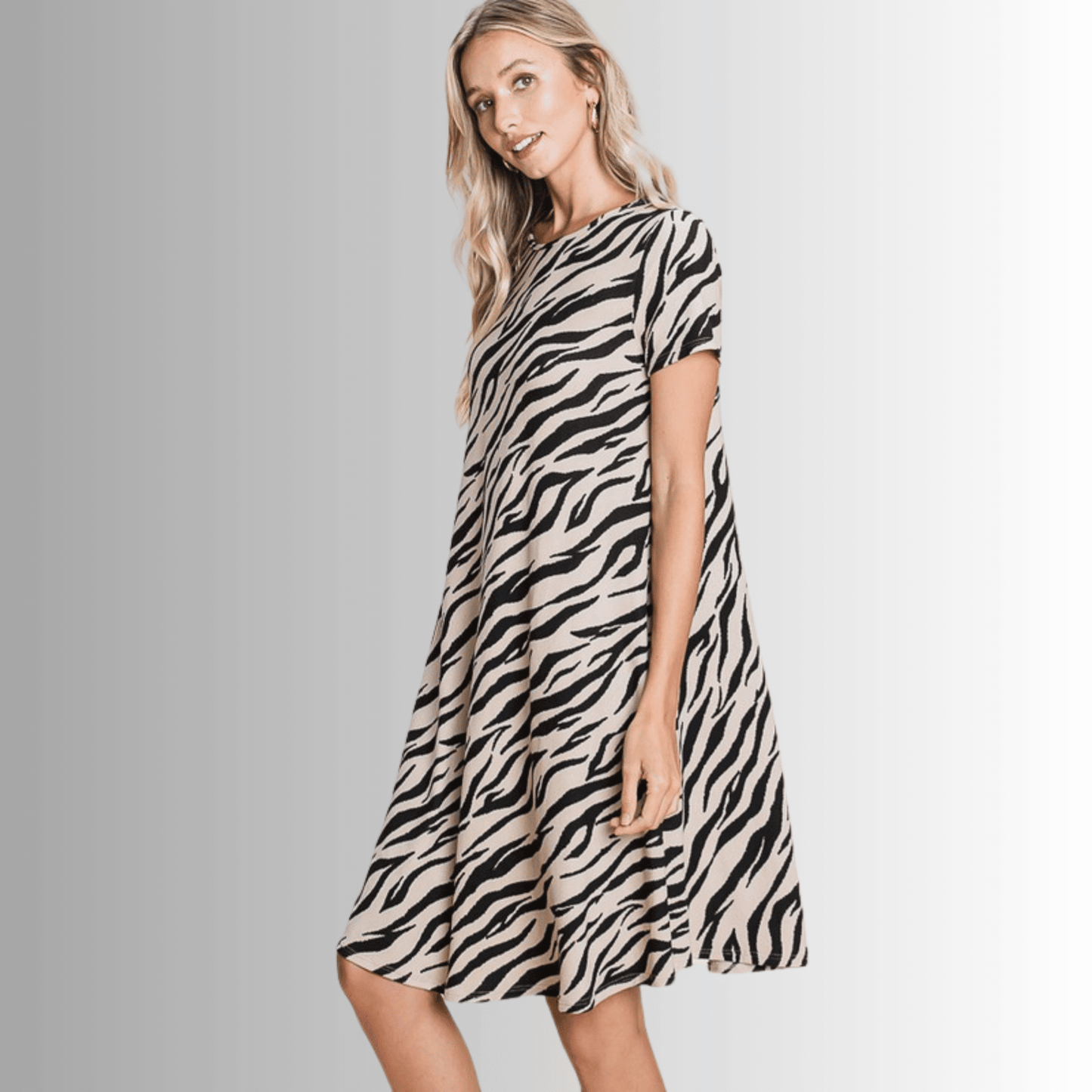 Selena Animal Print Knee Length Dress- CLEARANCE FINAL SALE