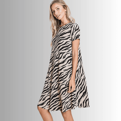 Selena Animal Print Knee Length Dress- CLEARANCE FINAL SALE