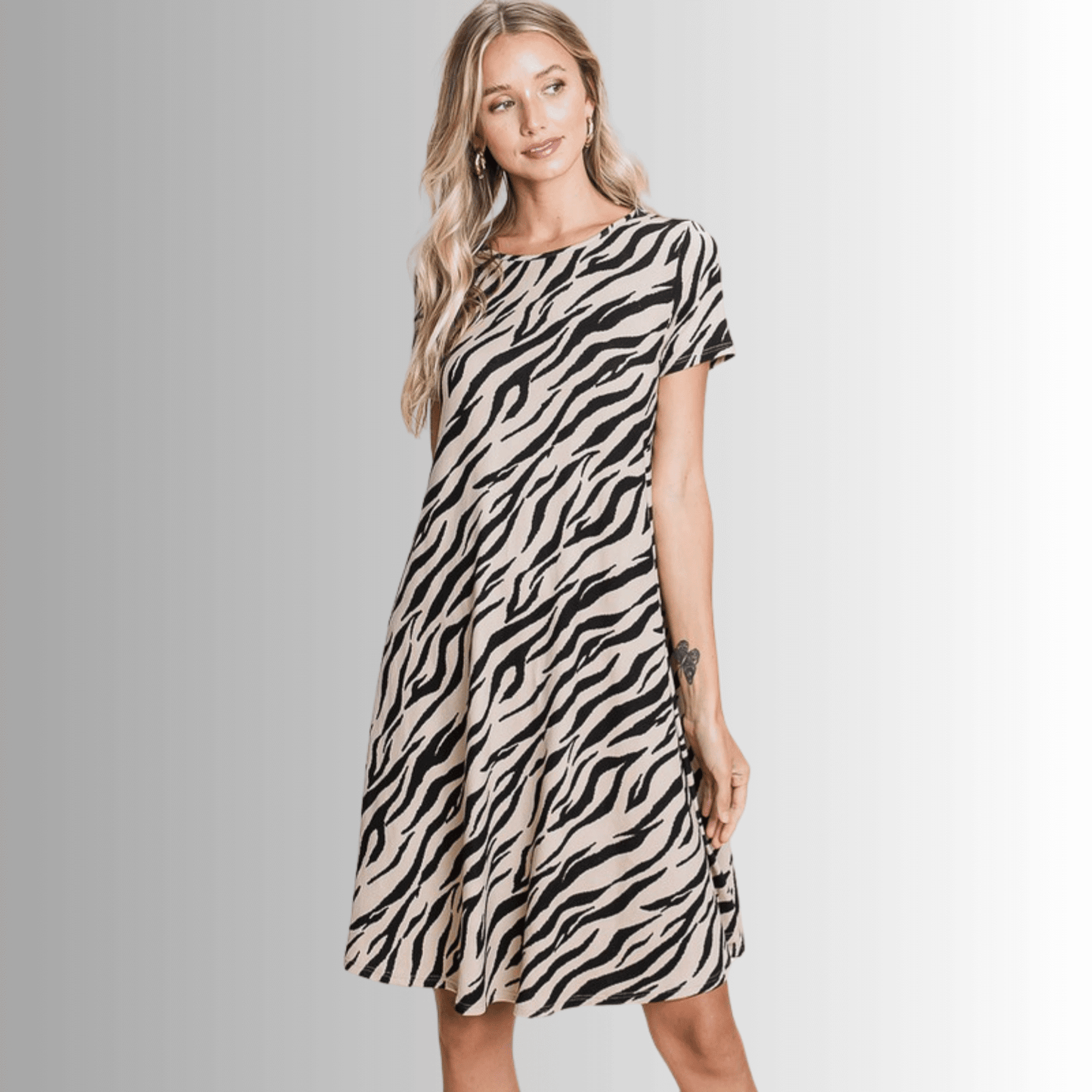 Selena Animal Print Knee Length Dress- CLEARANCE FINAL SALE