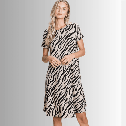 Selena Animal Print Knee Length Dress- CLEARANCE FINAL SALE