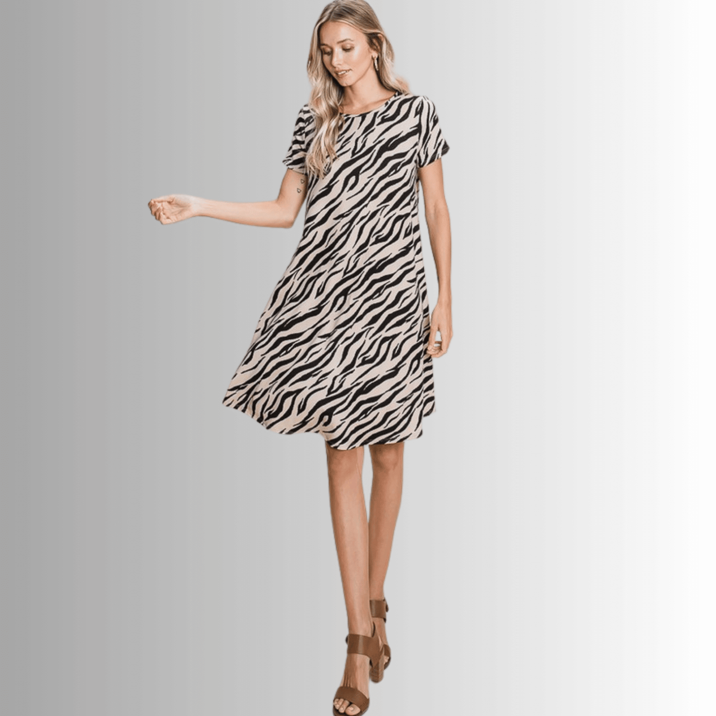 Selena Animal Print Knee Length Dress- CLEARANCE FINAL SALE