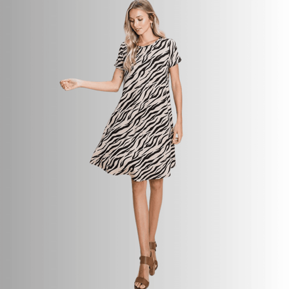 Selena Animal Print Knee Length Dress- CLEARANCE FINAL SALE