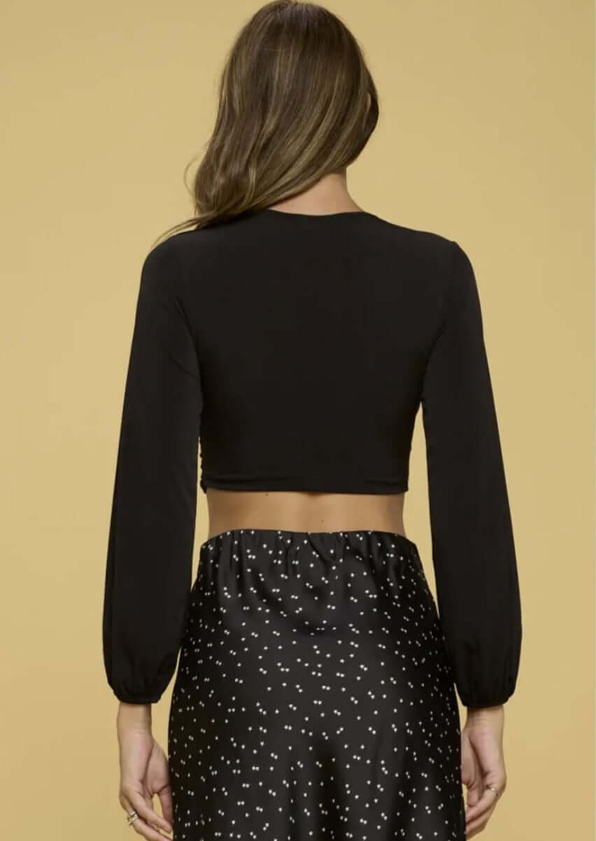 Be Daring Black V-Neck Long Sleeve Crop Top CLEARANCE FINAL SALE