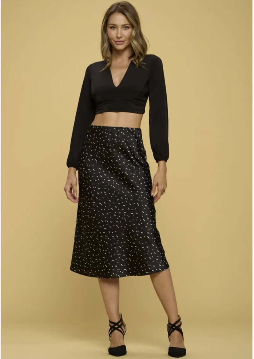 Be Daring Black V-Neck Long Sleeve Crop Top CLEARANCE FINAL SALE