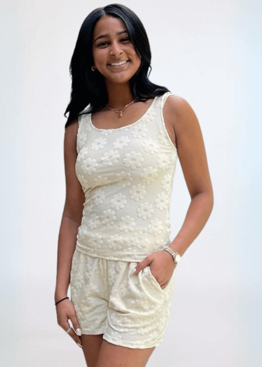 Daisy Embossed Textured Shorts CLEARANCE FINAL SALE