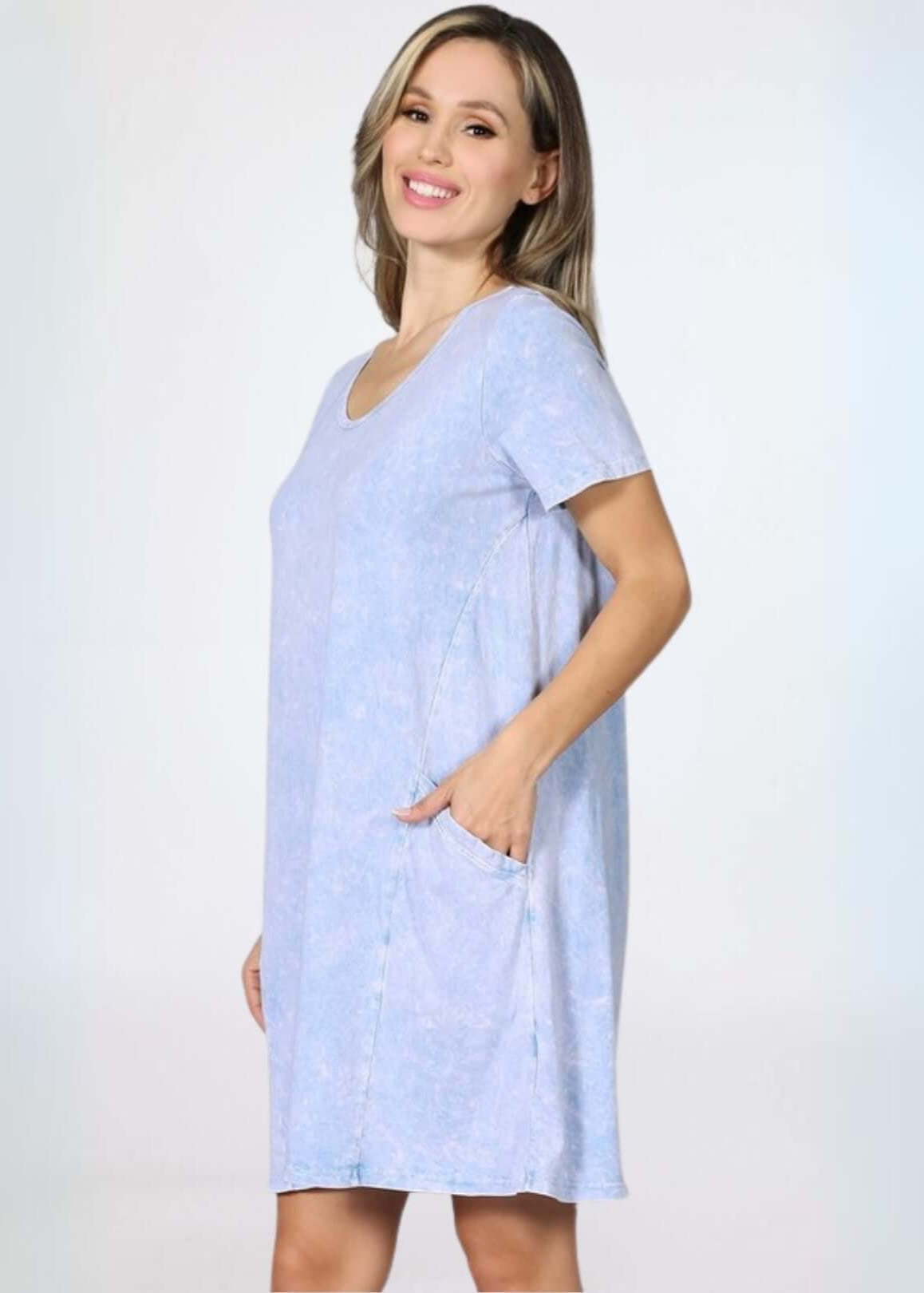 Easy Going Casual Cotton Dress with Short Sleeves