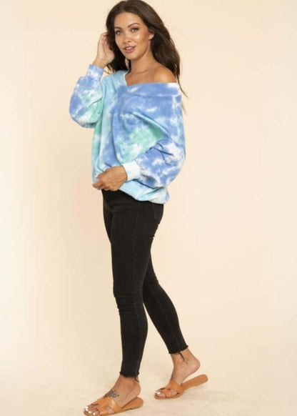 Ocean Tie Dye Double V-Neck Sweatshirt - CLEARANCE FINAL SALE