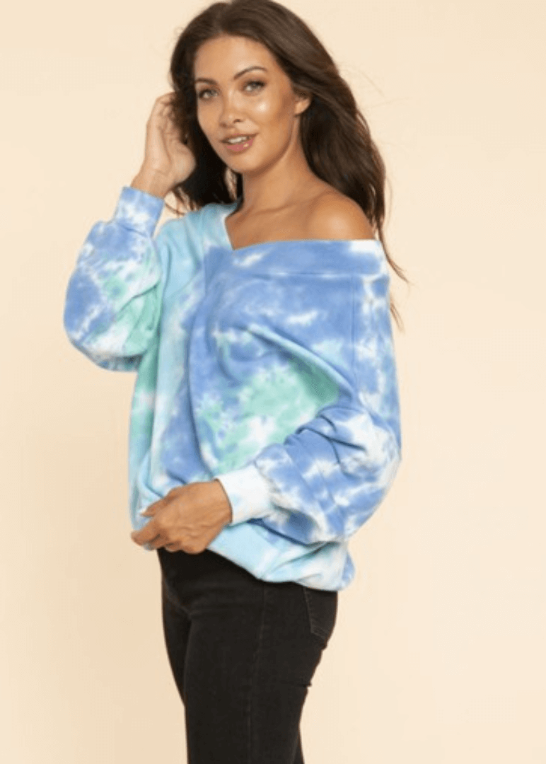 Ocean Tie Dye Double V-Neck Sweatshirt - CLEARANCE FINAL SALE