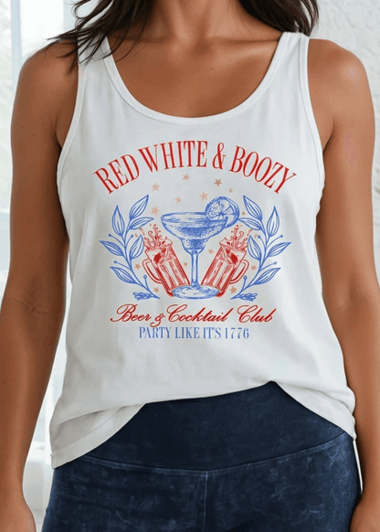 Red White Boozy Graphic Cotton Premium Tank