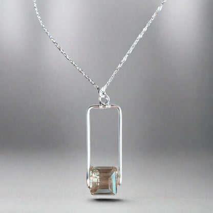 Artisan Crafted Champagne Crystal Pendant Necklace Handmade in USA